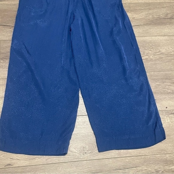 & Other Stories Blue High Rise Elastic Waist Wide Leg Pull On Pants Pockets Sz 4 - Picture 8 of 8